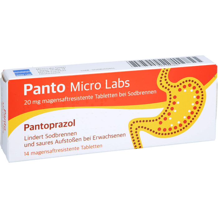 Panto Micro Labs 20 mg Pantoprazol Tabletten bei Sodbrennen, 14 pc Tablettes