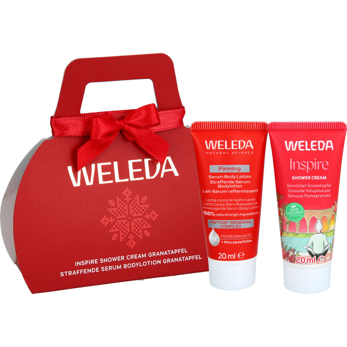 WELEDA Mini Geschenkset Granatapfel mit Inspire Shower Cream Granatapfel  und straffender Serum Bodylotion, 40 ml Crème