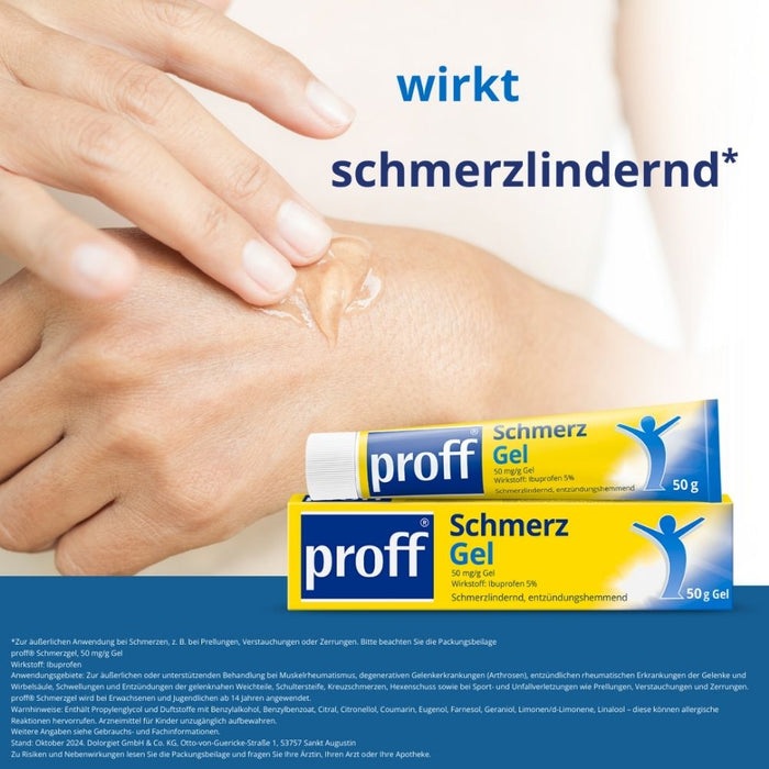 proff Schmerzgel mit Ibuprofen – zur äußerlichen Behandlung von Muskel-, Gelenk- und Rückenschmerzen, 50 g Gel
