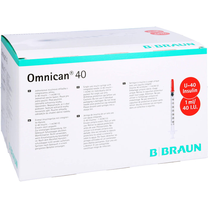 Omnican® 40 1,0ml Insulinspritzen, 40 I.E. Nennvolumen, U-40 Insulin; 0,30x12mm, 100X1 St SRI