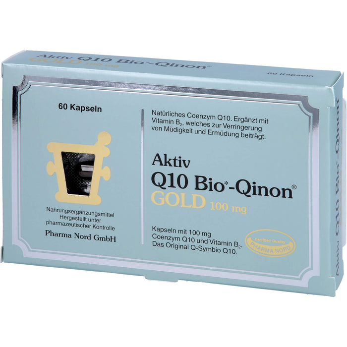 Pharma Nord Aktiv Q10 Bio-Qinon Gold 100 mg Kapseln zur Verringerung  von Müdigkeit und Ermüdung, 60 pc Capsules