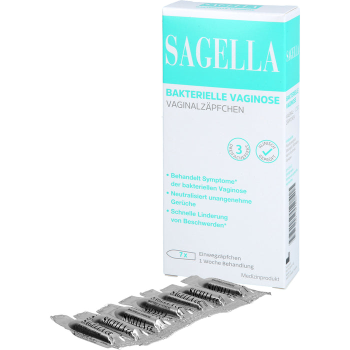 Sagella Vaginalovula mit Milchsäure, Thymian- und Salbei-Extrakten zur natürlichen Regeneration der Vaginalflora bei bakterieller Vaginose, 7 St. Zäpfchen