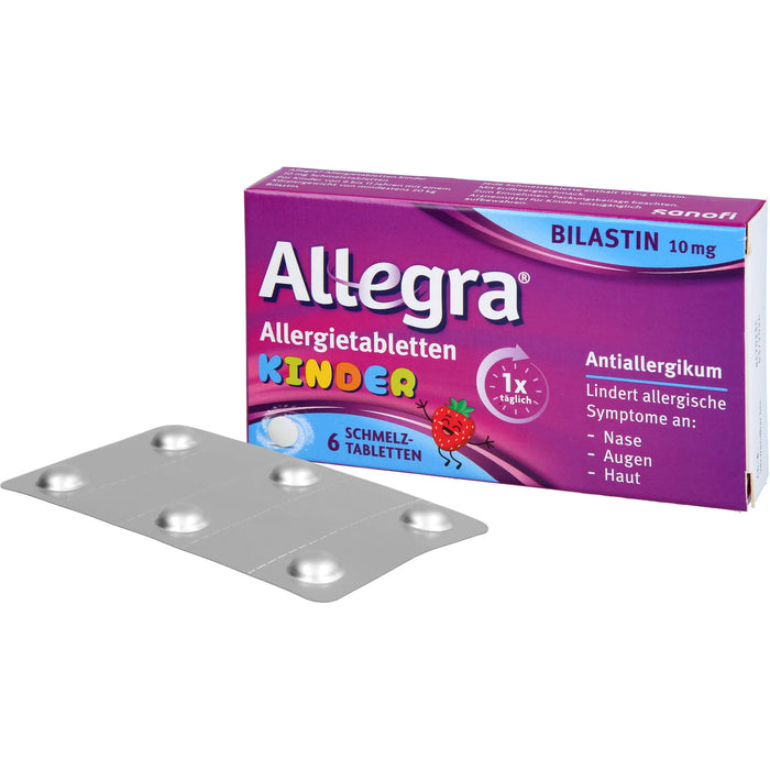 Allegra Allergietabletten für Kinder 10 mg Bilastin Schmelztabletten, 6 pc Tablettes