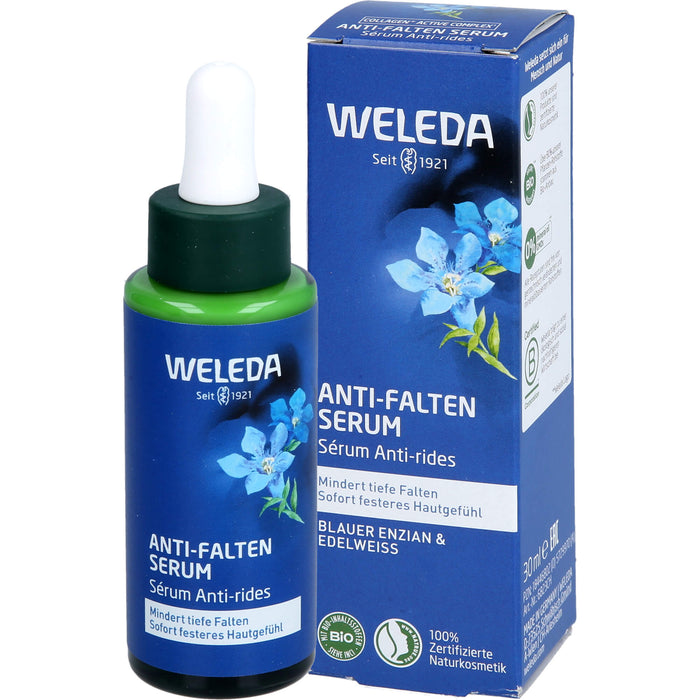WELEDA Anti-Falten Serum mindert tiefe Falten für ein sofort festeres  Hautgefühl, 30 ml Solution