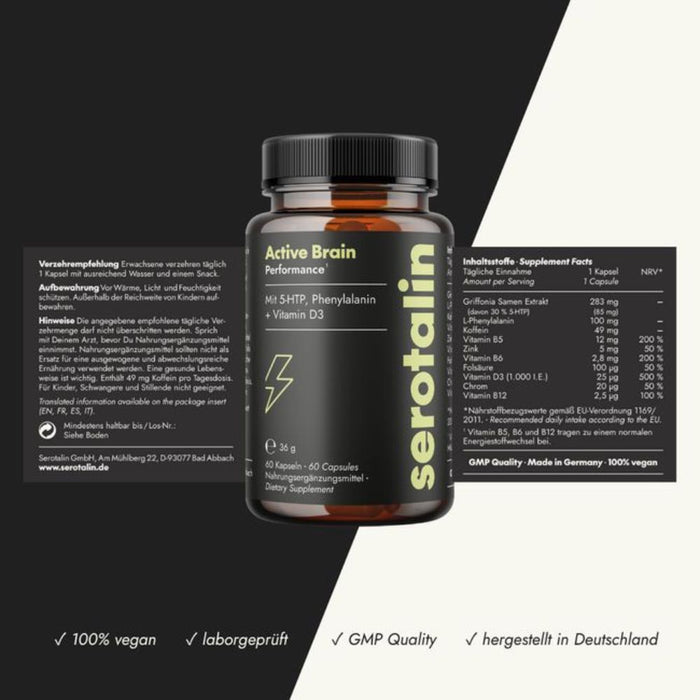 Serotalin Active Brain Performance Kapseln für Energie und Nervensystem, 60 pc Capsules