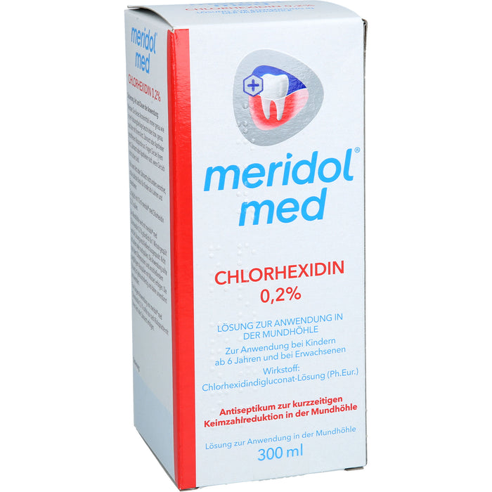 Meridol med Chlorhexidin 0,2 % Mundspüllösung Antiseptikum zur kurzzeitigen Keimzahlreduktion in der Mundhöhle, 300 ml Lösung