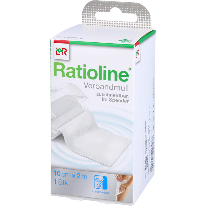 Ratioline acute Verbandmull gerollt 10cmx1m, 1 pc Pansements