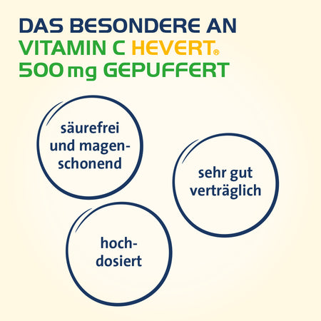 Vitamin C Hevert 500 mg gepuffert als magenfreundliches Multi-Talent für die Gesundheit, 60 St. Kapseln