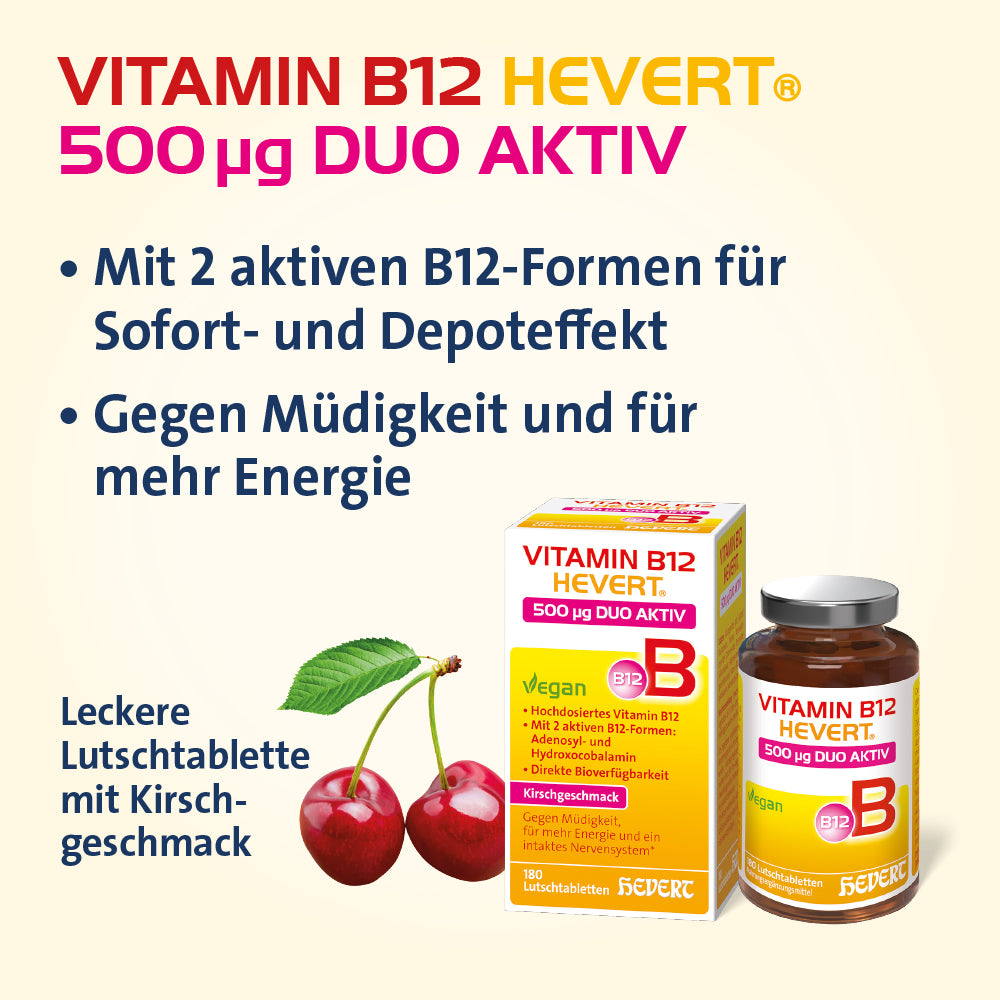 Vitamin B12 Hevert 500 µg Duo Aktiv, 180 St. Lutschtabletten