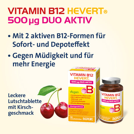 Vitamin B12 Hevert 500 µg Duo Aktiv, 180 St. Lutschtabletten