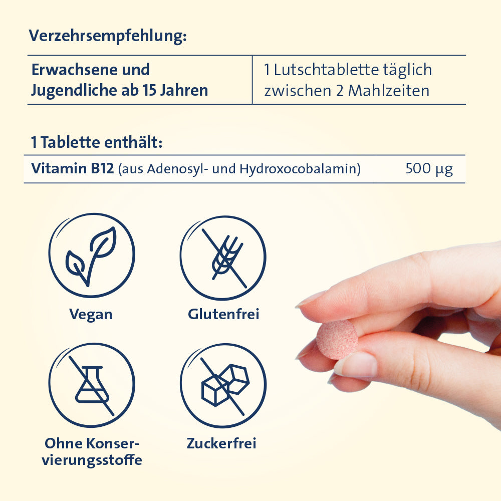 Vitamin B12 Hevert 500 µg Duo Aktiv, 180 St. Lutschtabletten