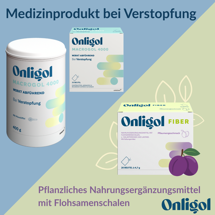 Onligol Macrogol 4000 - Sanfte, effektive Hilfe bei Verstopfung und Obstipation - mit Macrogol 4000 - ohne Zusatzstoffe & Zucker, 400 g Powder