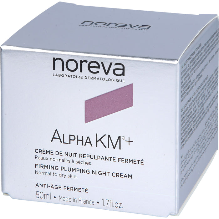 Noreva AlphaKM+ aufpolsternde Nachtcreme Anti-Aging und Ultra-Hydratation für normale bis trockene Haut, 50 ml Creme