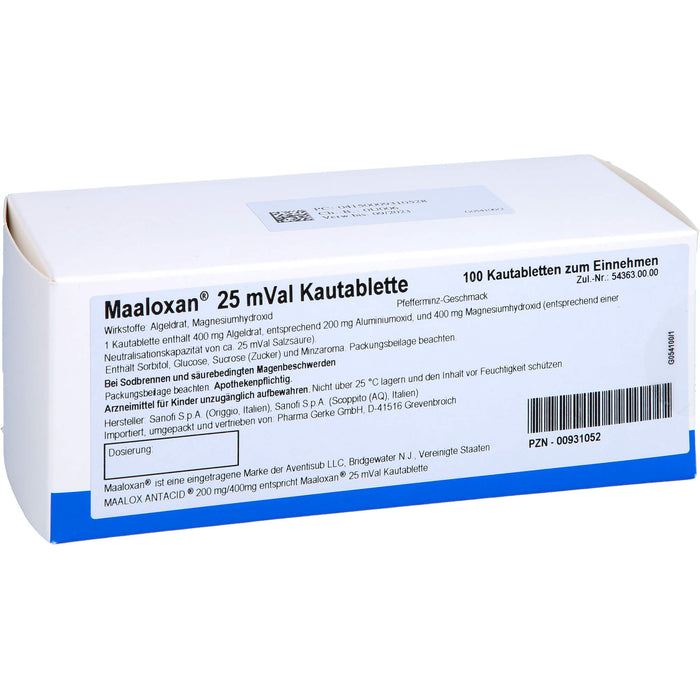 Maaloxan 25 mVal Gerke Kautablette, 100 pcs. Tablets