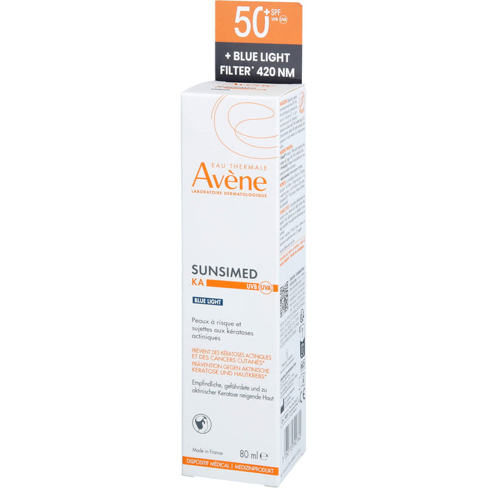 Avène Sunsimed LSF 50+ Eau Thermale KA Sonnenschutz für empfindliche, gefährdete und zu aktinischer Keratose neigende Haut, 80 ml Solution