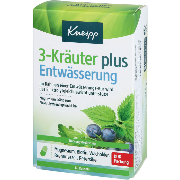 Kneipp 3-Kräuter plus Entwässerung Kapseln im Rahmen einer Entwässerungs-Kur, 60 pcs. Capsules