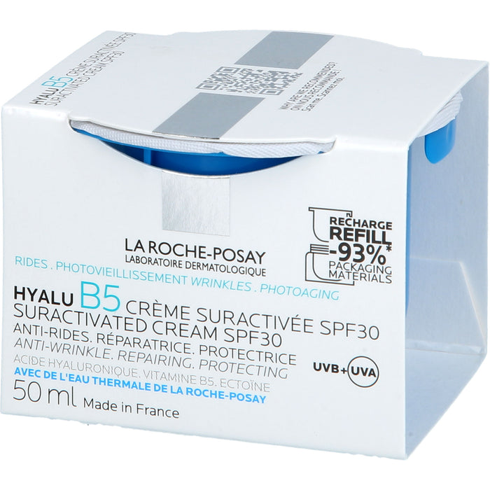 La Roche-Posay Hyalu B5 Suractivated Cream LSF 30 Anti-Falten-Pflege, regenerierend, schützend Nachfüllpack, 50 ml Creme