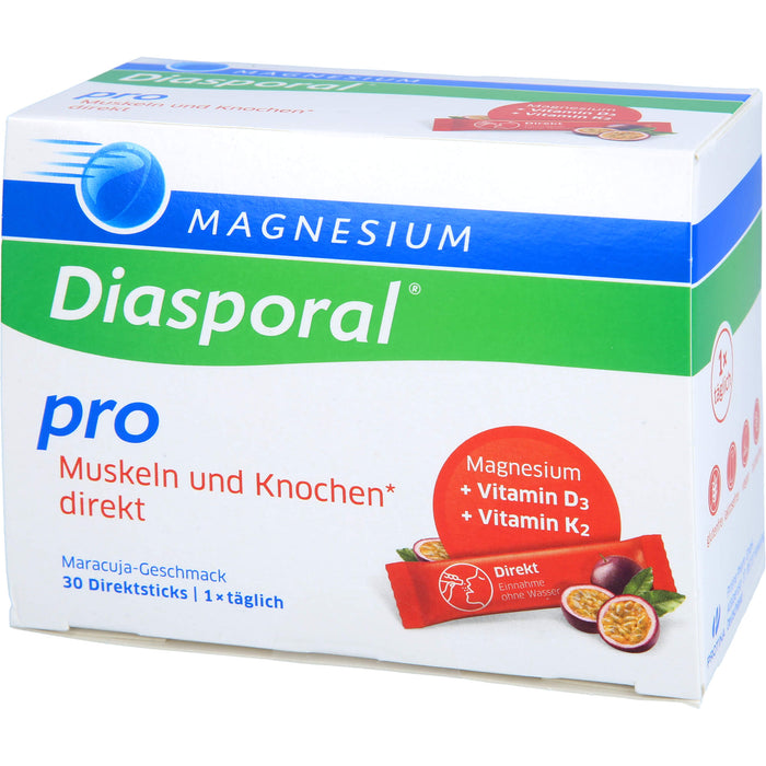 Magnesium-Diasporal Pro Direktgranulat für Muskeln und Knochen mit Maracuja-Geschmack, 30 pcs. Sticks