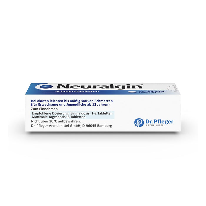 Neuralgin Schmerztabletten schnelle Schmerzlinderung bei Kopfschmerzen, Migräne und Spannungsschmerzen, 20 pcs. Tablets