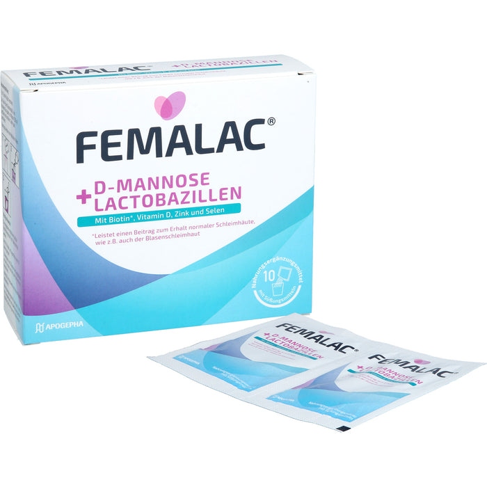 FEMALAC D-Mannose + Lactobazillen Pulver zum Erhalt normaler Schleimhäute, 10 pc Sachets