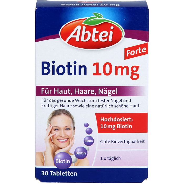 Abtei Biotin 10 mg forte Tabletten für Haut, Haare und Nägel, 30 St. Tabletten