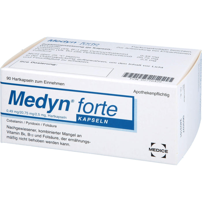 Medyn forte Kapseln bei nachgewiesener, kombinierter Mangel an B6, B12 und Folsäure, 90 pc Capsules