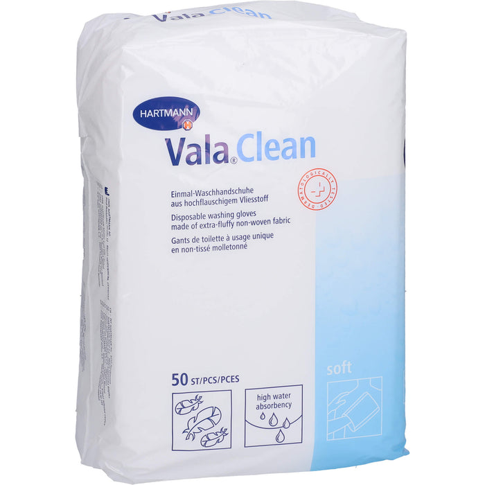 Vala Clean soft Einmal-Waschhandschuhe aus hochflauschigem, reißfestem Vliesstoff, 50 St. Handschuhe
