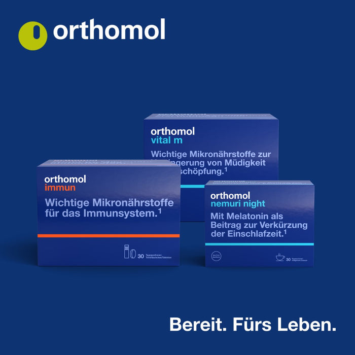 Orthomol Vital f für Frauen - bei Müdigkeit - mit B-Vitaminen, Omega-3-Fettsäuren und Magnesium - Orangen-Geschmack - Granulat/Tabletten/Kapseln, 30 pc Portions quotidiennes