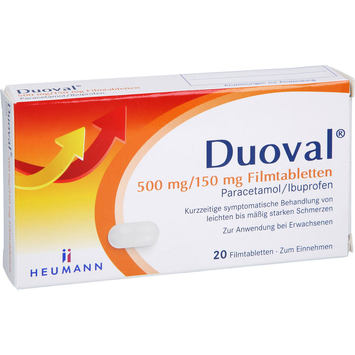 Duoval 500 mg Paracetamol / 150 mg Ibuprofen Filmtabletten, 20 pc Tablettes