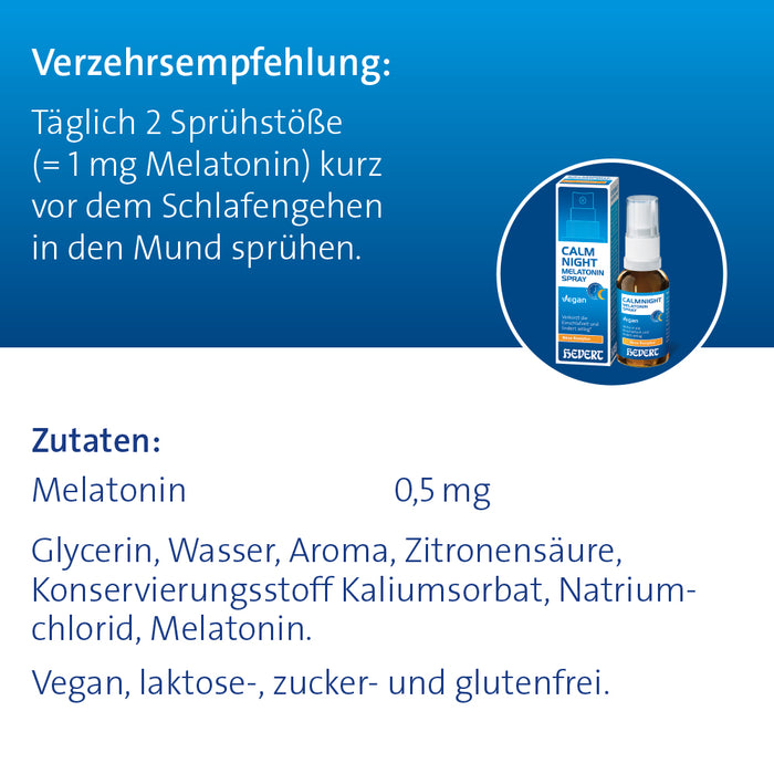 CalmNight Melatonin Spray verkürzt die Einschlafzeit und lindert Jetlag, 30 ml Solution