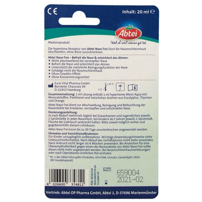 Abtei Nase Frei abschwellendes Spray, 20 ml Lösung