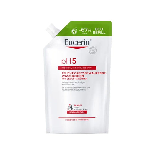 Eucerin pH5 Waschlotion für Körper, Gesicht und Hände für empfindliche Haut Nachfüllbeutel, 400 ml Lotion