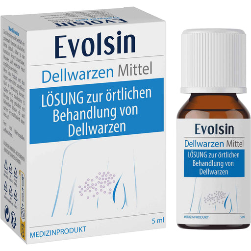 Evolsin Dellwarzen Mittel zur Behandlung mit Ätzkali für Erwachsene und Kinder ab 2 Jahren, 5 ml Lösung