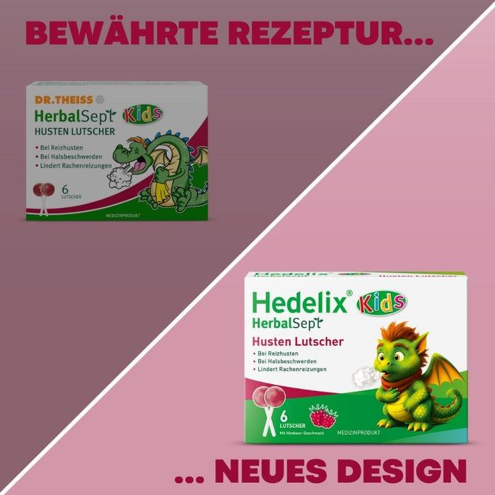Hedelix HerbalSept Husten Lutscher Kids, 6 pc Lollipop