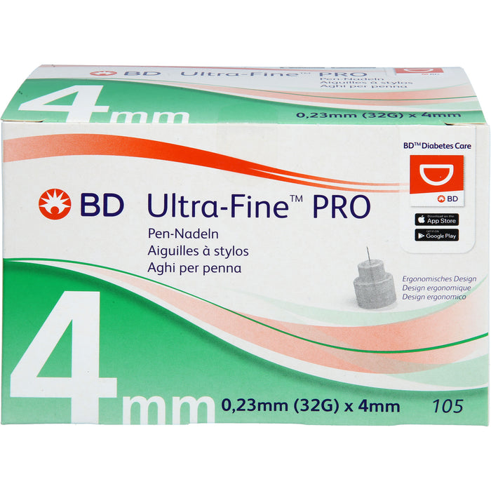 BD Ultra-Fine PRO 4 mm, 0,23 mm (32G) Pen-Nadeln, 14 St. Packung