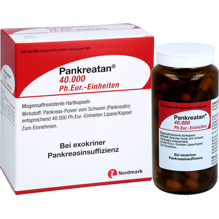 Nordmark Pankreatan 40.000 Kapseln bei exokriner Pankreasinsuffizienz, 200 pcs. Capsules