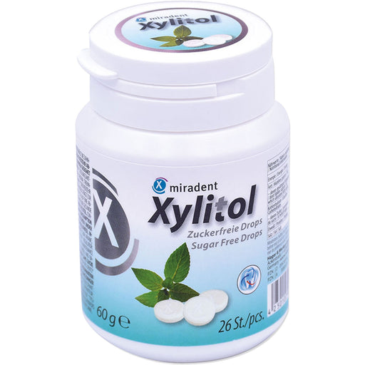 Miradent Xylitol zuckerfreie Drops Minze, 60 g Bonbons