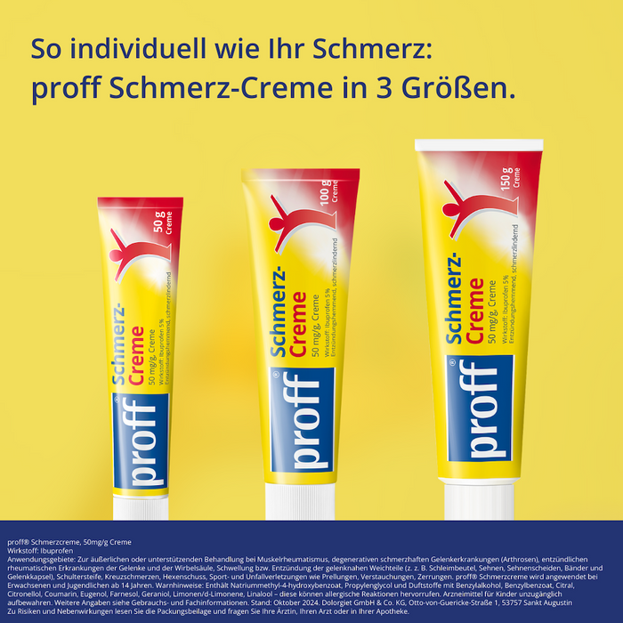 proff Schmerzcreme mit Ibuprofen – zur äußerlichen Behandlung von Muskel-, Gelenk- und Rückenschmerzen bei rheumatischen Erkrankungen oder nach Sport- und Unfallverletzungen, 100 g Crème