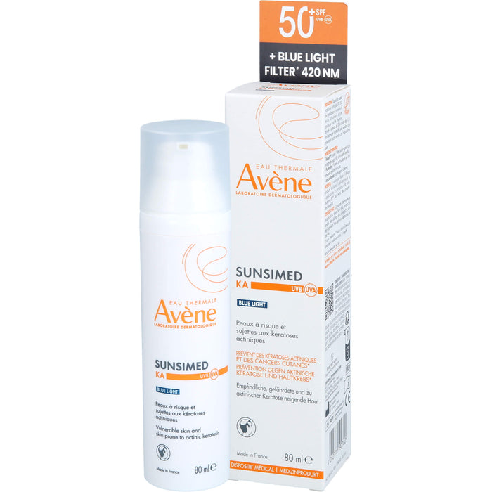 Avène Sunsimed LSF 50+ Eau Thermale KA Sonnenschutz für empfindliche, gefährdete und zu aktinischer Keratose neigende Haut, 80 ml Solution