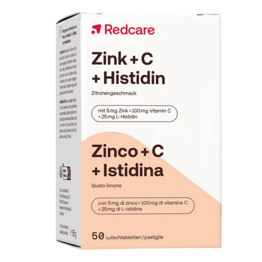 Redcare Zink + C+ Histidin Lutschtabletten mit Zitronengeschmack zur Unterstützung des Immunsystems, 50 St. Tabletten