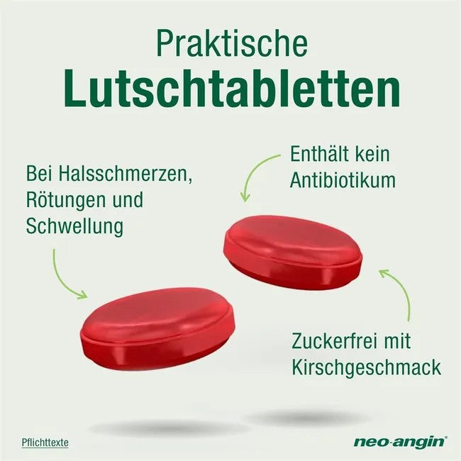 neo-angin Halstabletten Kirsche zuckerfrei, 24 pcs. Tablets