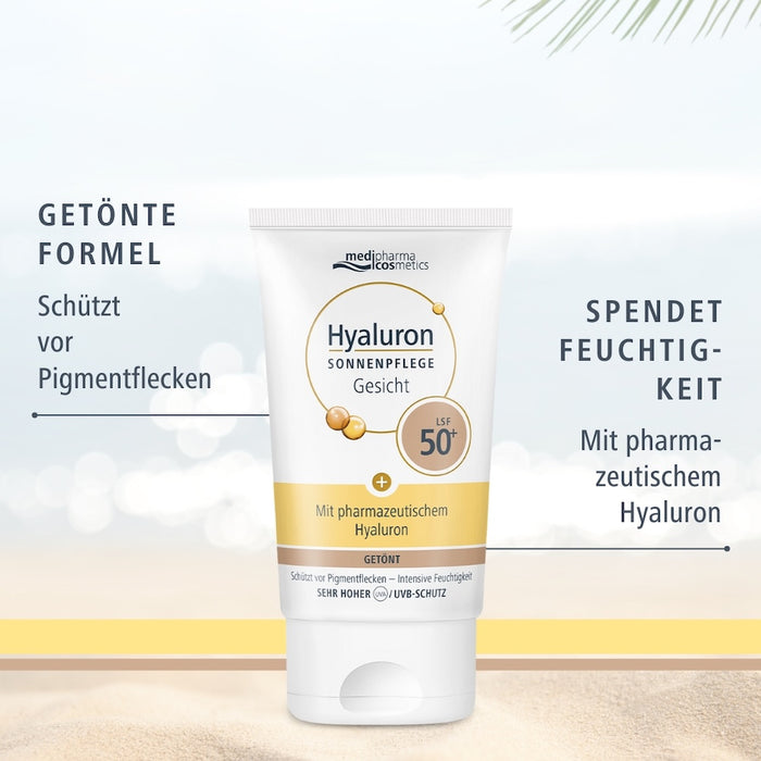 Medipharma Cosmetics Hyaluron Sonnenpflege Gesicht getönt LSF 50+, 50 ml Crème