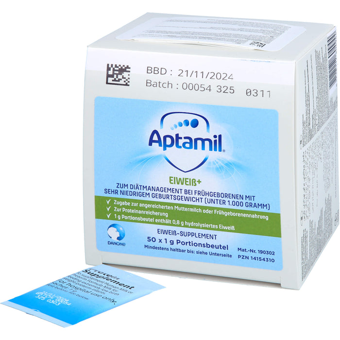 Aptamil Eiweiß+ Eiweißsupplement für Frühgeborenen mit sehr niedrigem Geburtsgewicht unter 1.000 g, 50 g Pulver