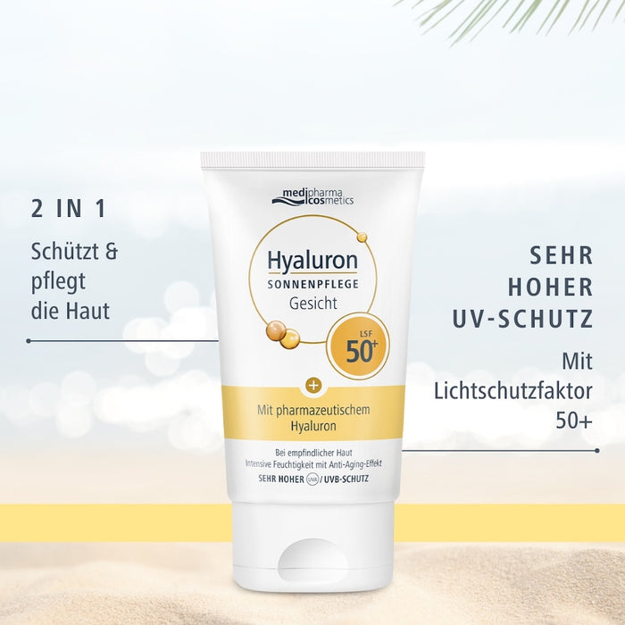 Medipharma Cosmetics Hyaluron Sonnenpflege Gesicht LSF 50+, 50 ml Crème