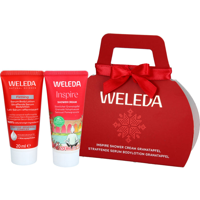 WELEDA Mini Geschenkset Granatapfel mit Inspire Shower Cream Granatapfel  und straffender Serum Bodylotion, 40 ml Creme