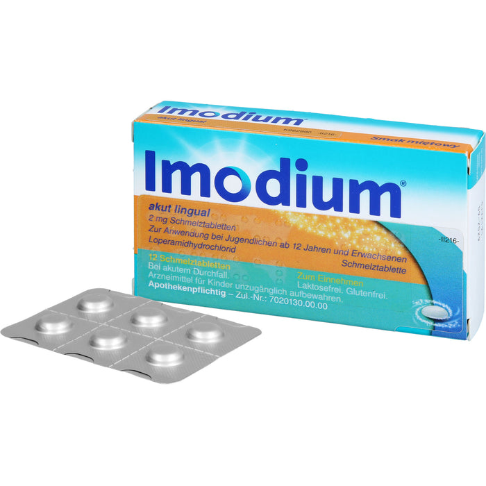 Imodium akut lingual 2 mg Schmelztabletten Reimport Kohlpharma, 12 St. Tabletten