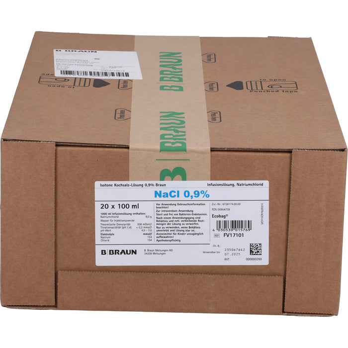 Kochsalzlösung 0,9% Braun Ecobag, 100ml, 20X100 ml INF