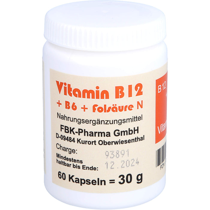 Bioxera Vitamin B12 + B6 + Folsäure N Kapseln, 60 pc Capsules