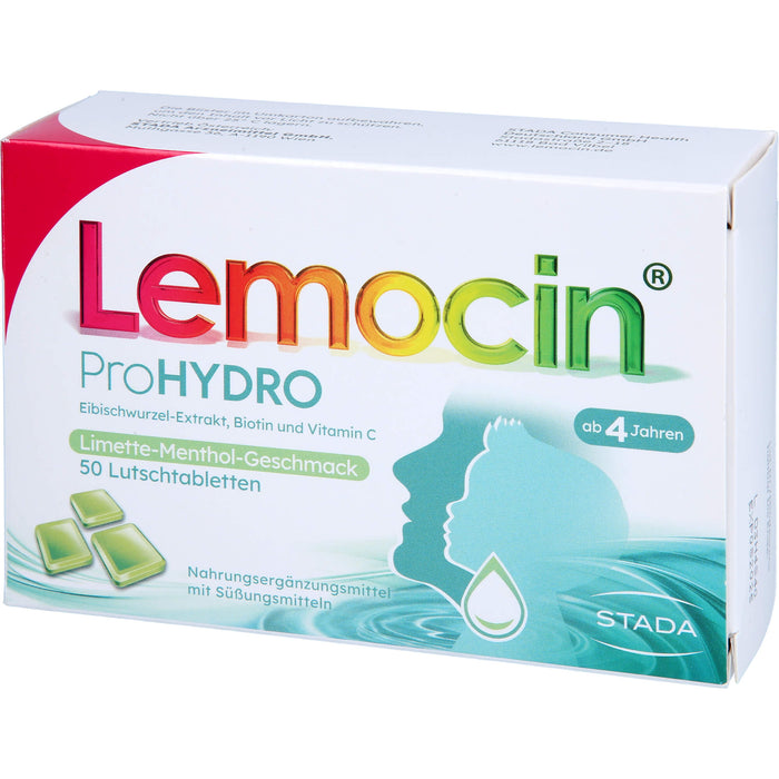 Lemocin ProHydro Lutschtabletten mit Limetten-Menthol-Geschmack zur Beruhigung und Befeuchtung von Hals und Rachen, 50 St. Tabletten