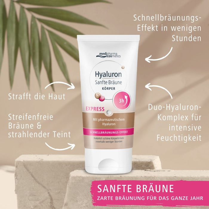 Medipharma Cosmetics Hyaluron Sanfte Bräune Express Körper mit Schnellbräunungs-Effekt, 150 ml Crème